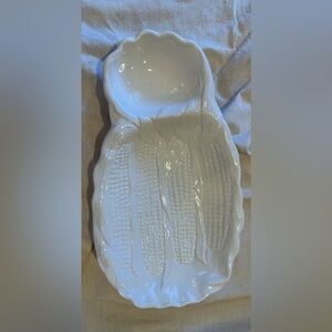 Vintage California White Corn-Shaped Ceramic Serving Dish